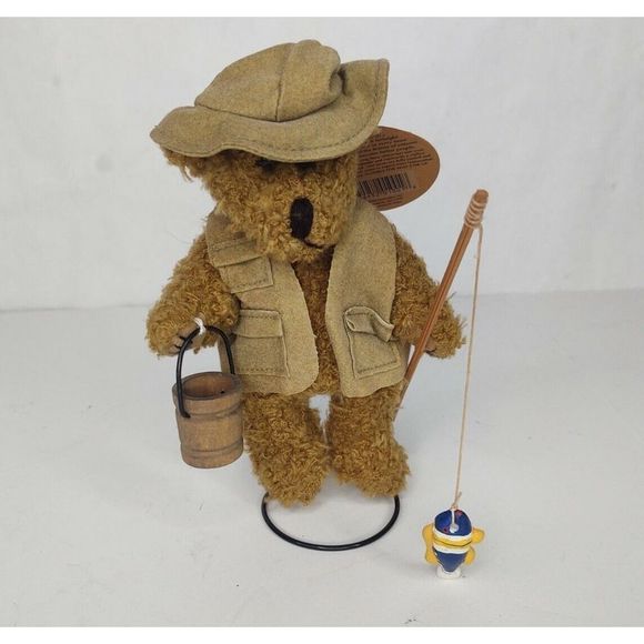 Vintage 2000 Mayfaire Collection ROSS Bear Fisherman 7" Fish Cabin Decor - Picture 5 of 6